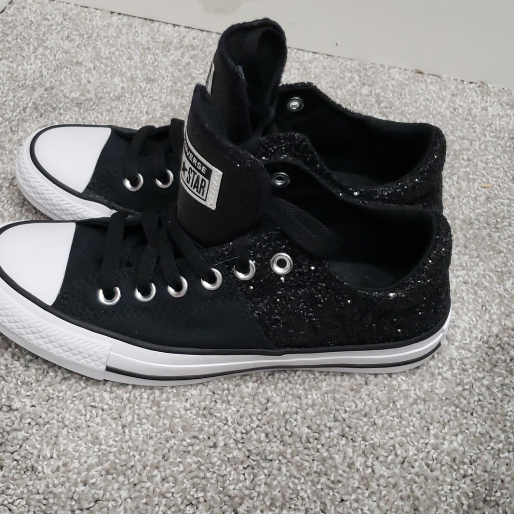 Black glitter converse all star. Size 7